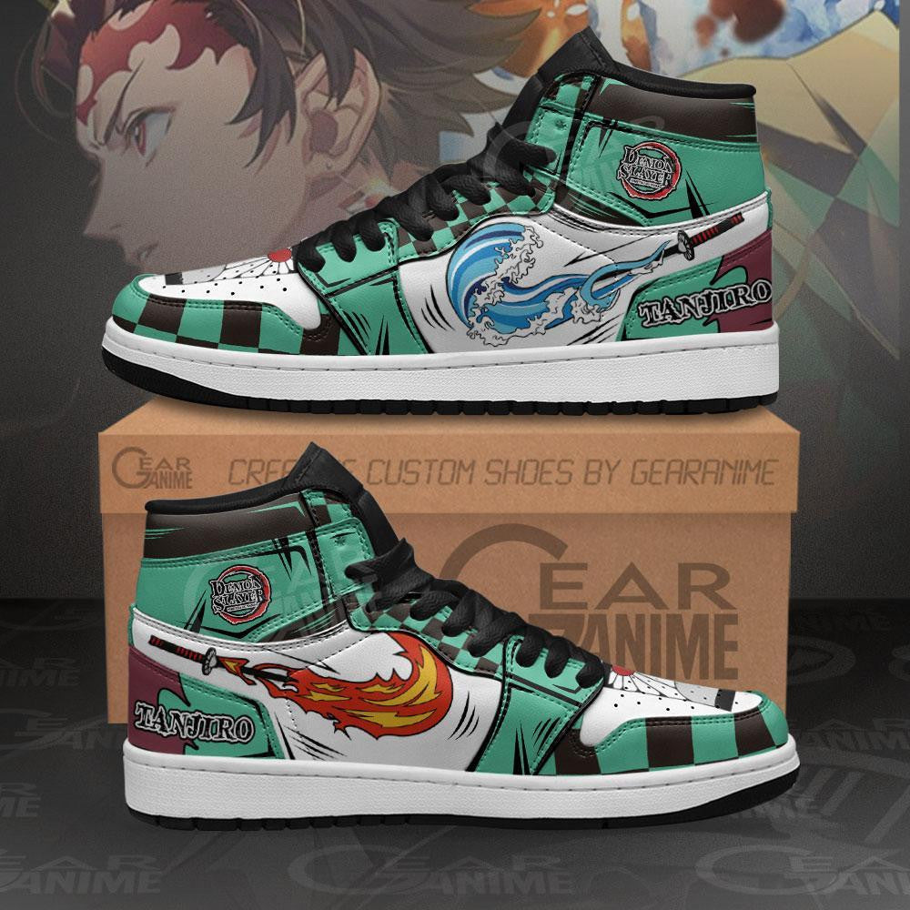 Demon Slayer Shoes Tanjiro Water and Fire J1 Sneakers Demon Slayer Shoes