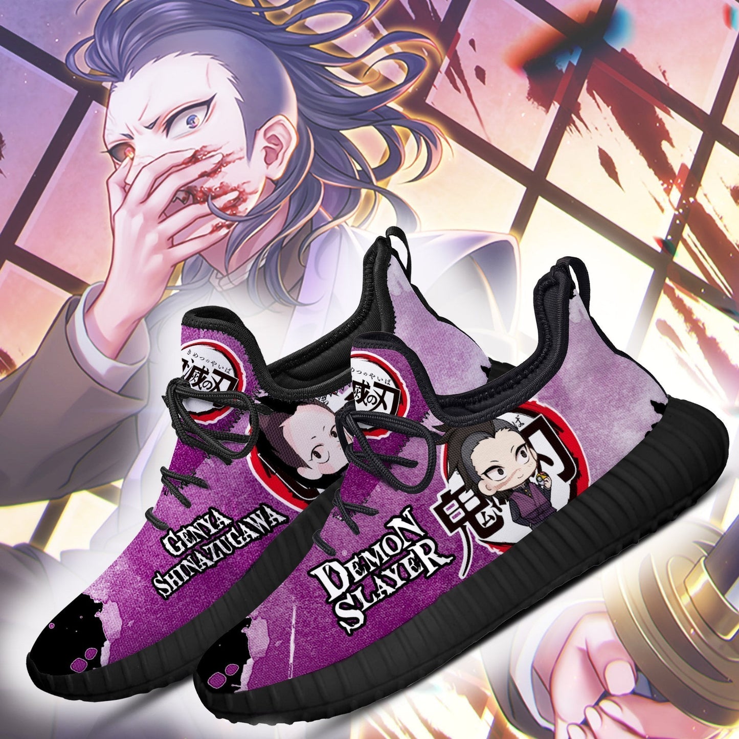 Demon Slayer Shoes Genya Reze Shoes Costume Sneakers RZ-BLA