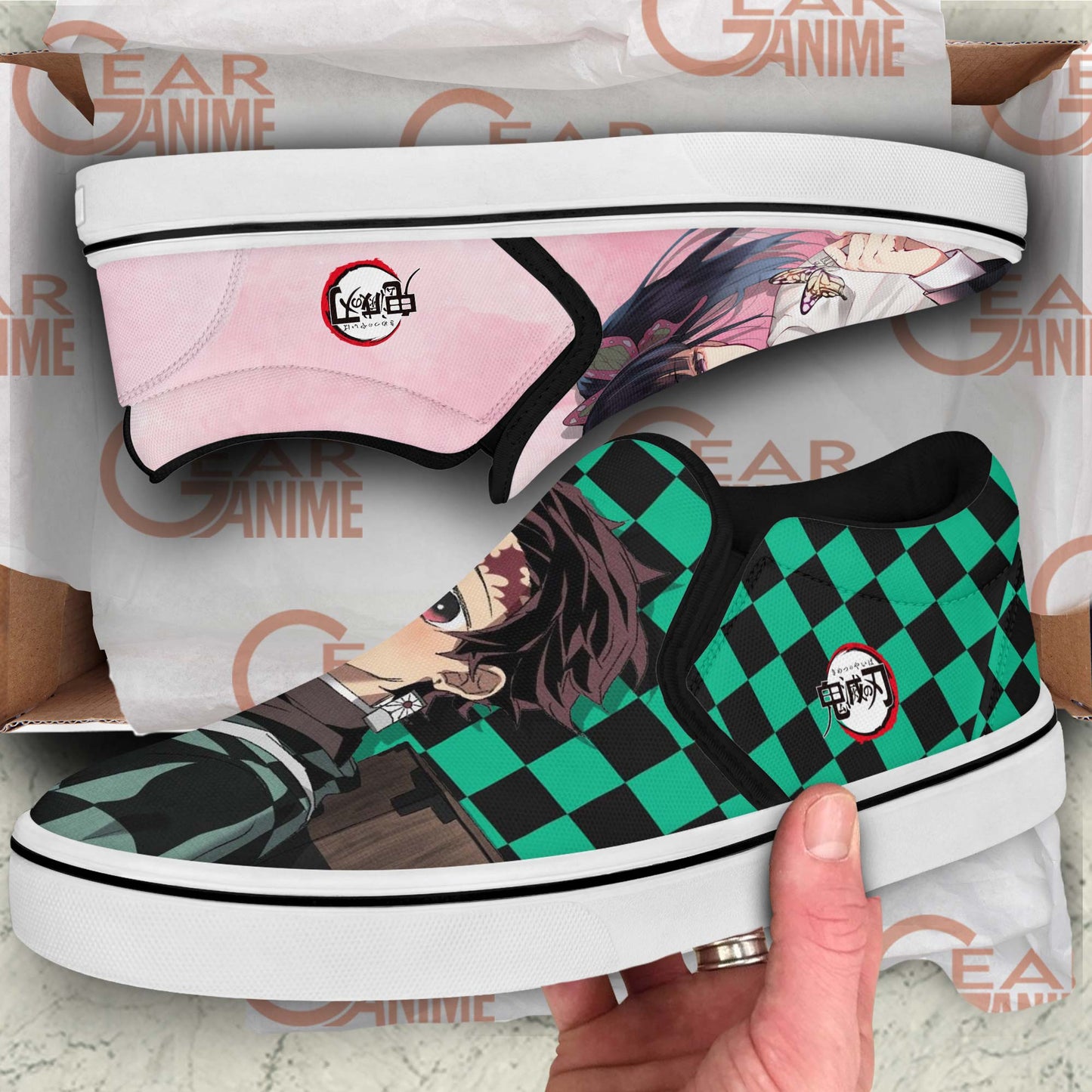 Demon Slayer Shoes Kamado Tanjiro Sun Breathing High Top Shoes Demon Slayer Anime