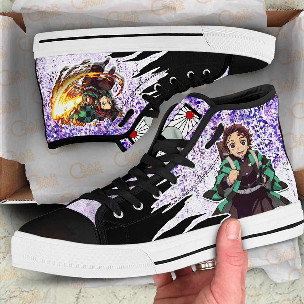 Demon Slayer Shoes Tanjro High Top Shoes Wisteria