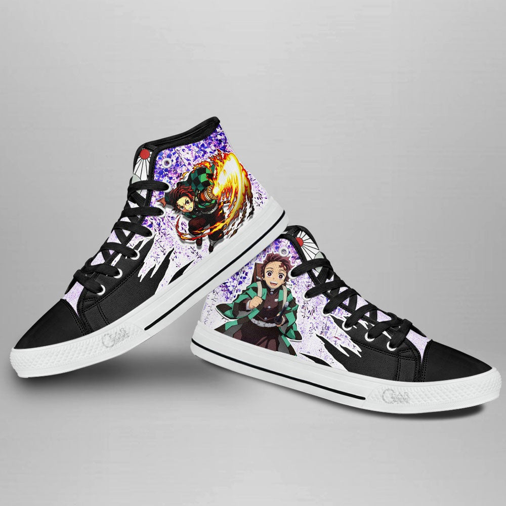 Demon Slayer Shoes Tanjro High Top Shoes Wisteria