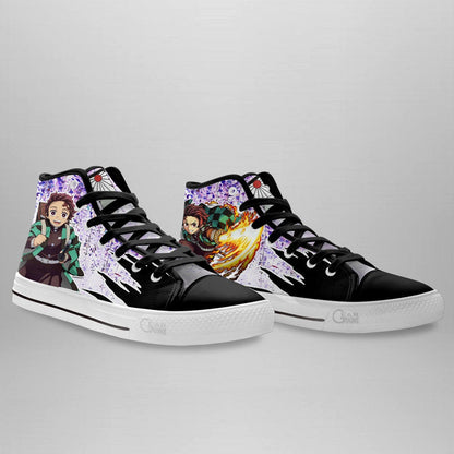 Demon Slayer Shoes Tanjro High Top Shoes Wisteria