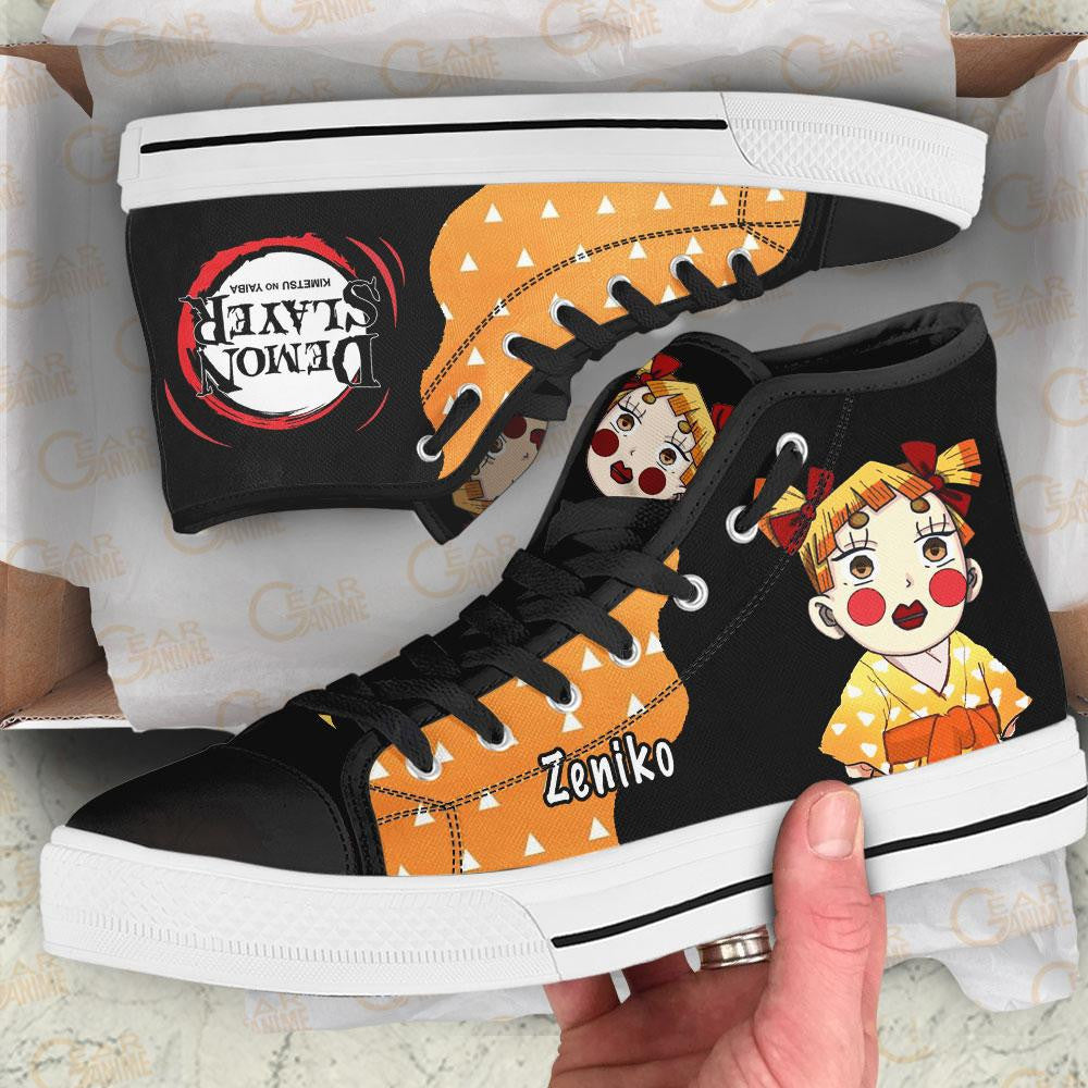 Demon Slayer Shoes Zenitsu Agatsuma Zeniko High Top Shoes Funny Shoes NTT151