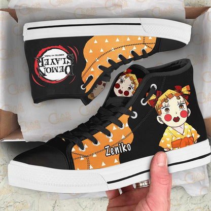 Demon Slayer Shoes Zenitsu Agatsuma Zeniko High Top Shoes Funny Shoes NTT151