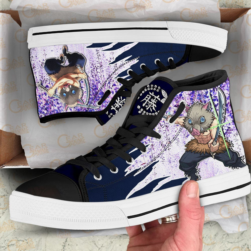 Demon Slayer Shoes Inosuke High Top Shoes Wisteria