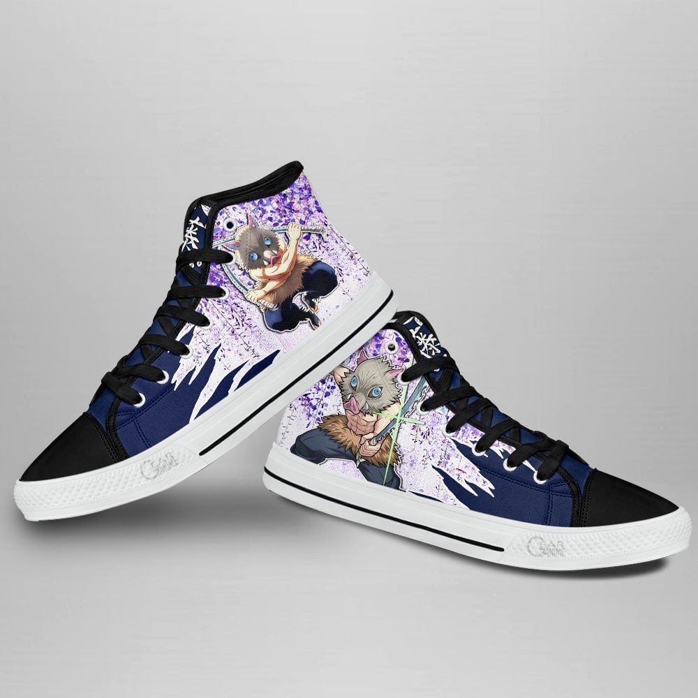 Demon Slayer Shoes Inosuke High Top Shoes Wisteria