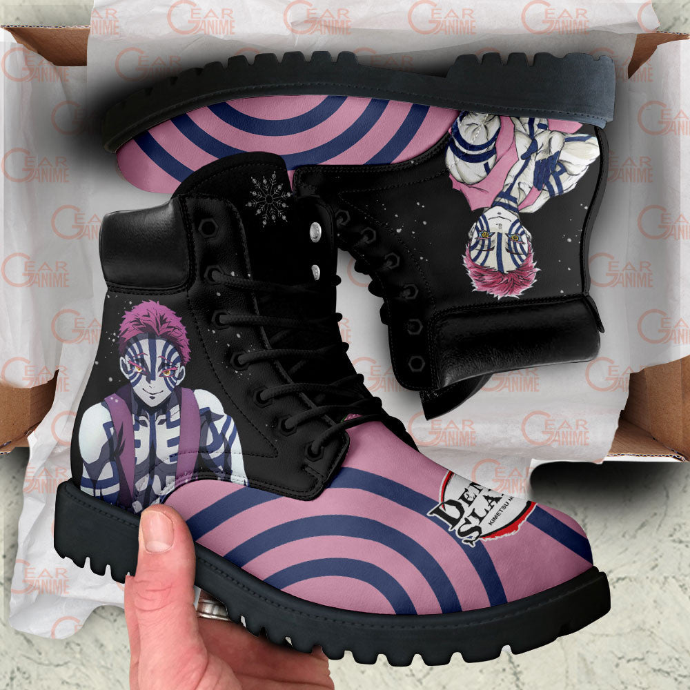 Demon Slayer Shoes Akaza Boots Shoes Anime Custom MV0512