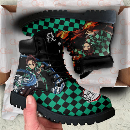 Demon Slayer Shoes Kyojuro Rengoku Boots Shoes Anime Custom MV0512