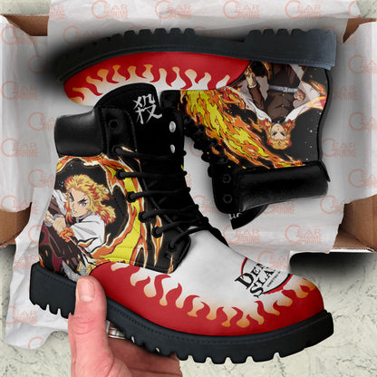 Demon Slayer Shoes Kyojuro Rengoku Boots Shoes Anime Custom MV0512