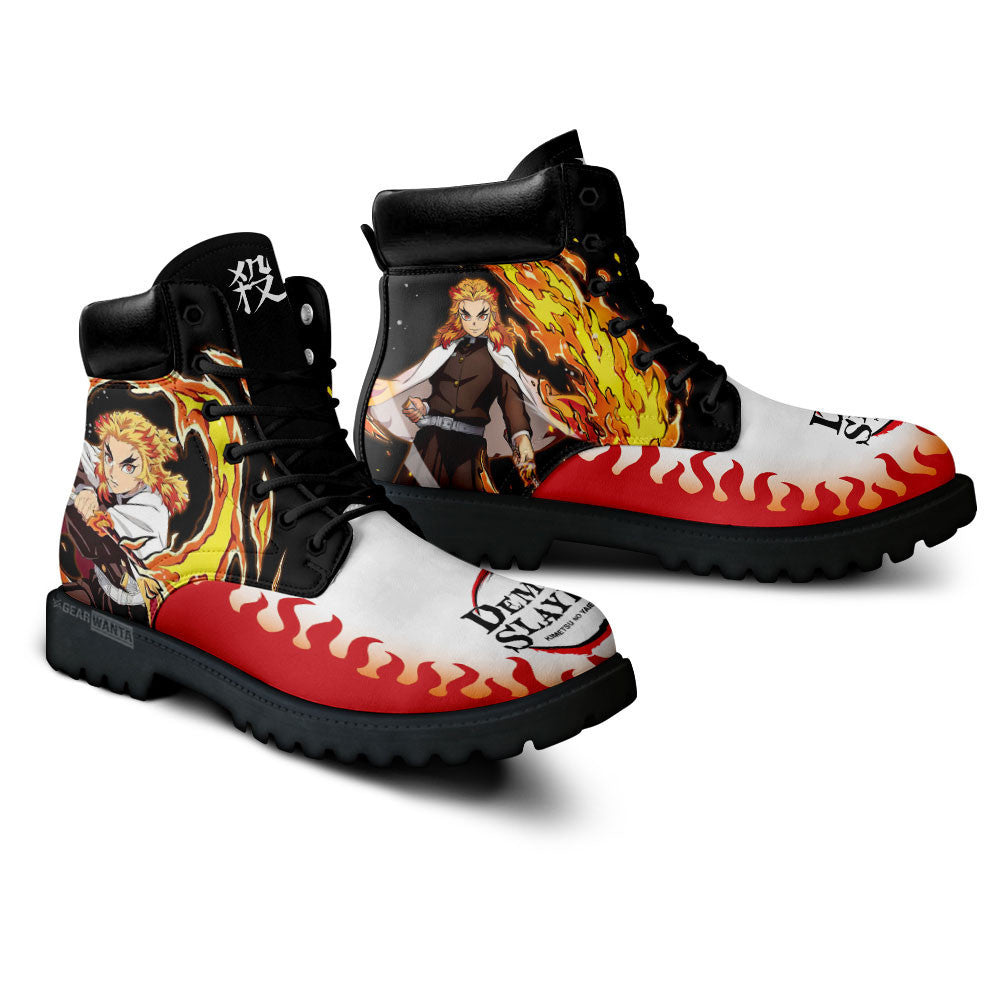 Demon Slayer Shoes Kyojuro Rengoku Boots Shoes Anime Custom MV0512