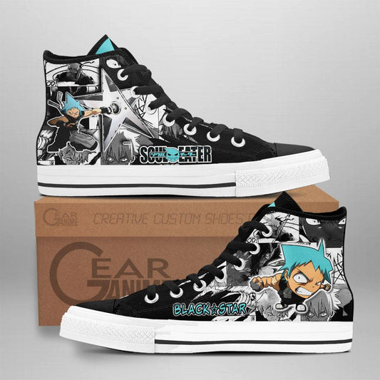 Black Star High Top Shoes Custom Manga Anime Soul Eater Sneakers