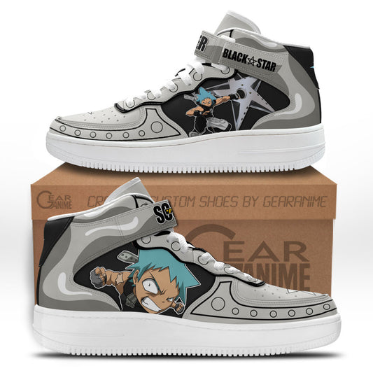 Black Star Sneakers Air Mid Custom Soul Eater Anime Shoes