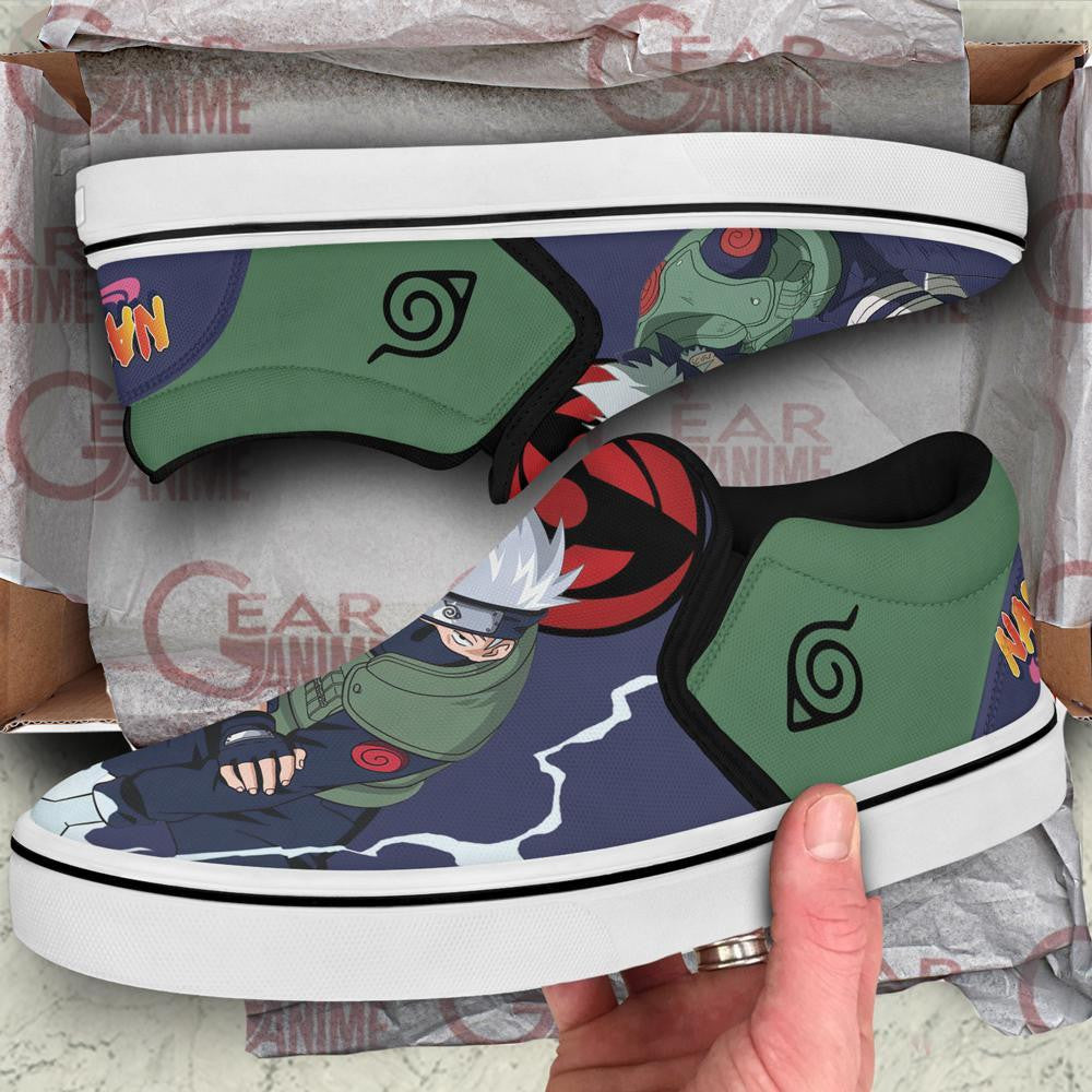 Custom Hatake Kakashi Anime Slip-On Canvas Shoes – Naruto Inspired Custom Footwear