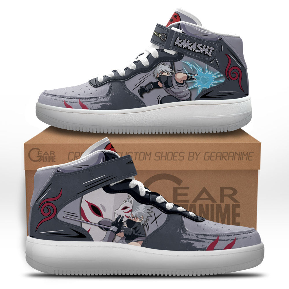 Custom Kakashi Anbu Anime Sneakers – Naruto Air Mid Shoes