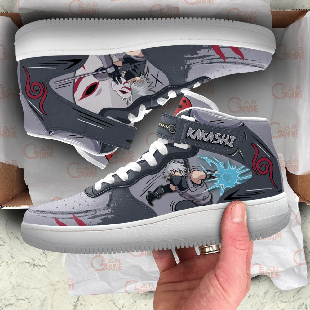 Custom Kakashi Anbu Anime Sneakers – Naruto Air Mid Shoes