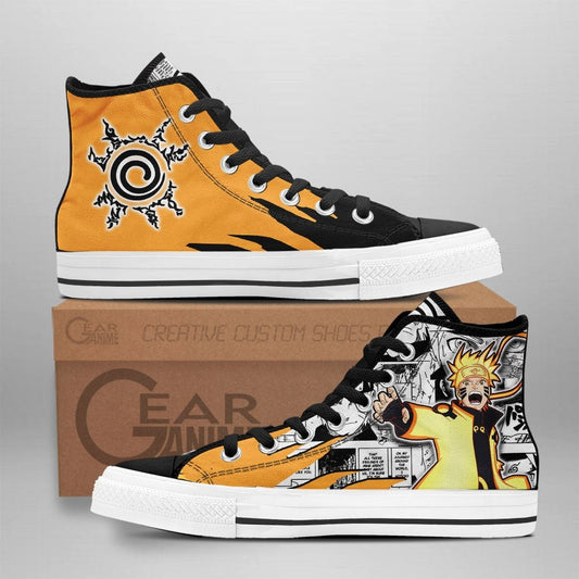 Custom Naruto Anime High Top Shoes – Nrt Uzumaki Bijuu Mode Manga Mix Design