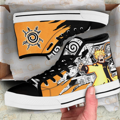 Custom Naruto Anime High Top Shoes – Nrt Uzumaki Bijuu Mode Manga Mix Design