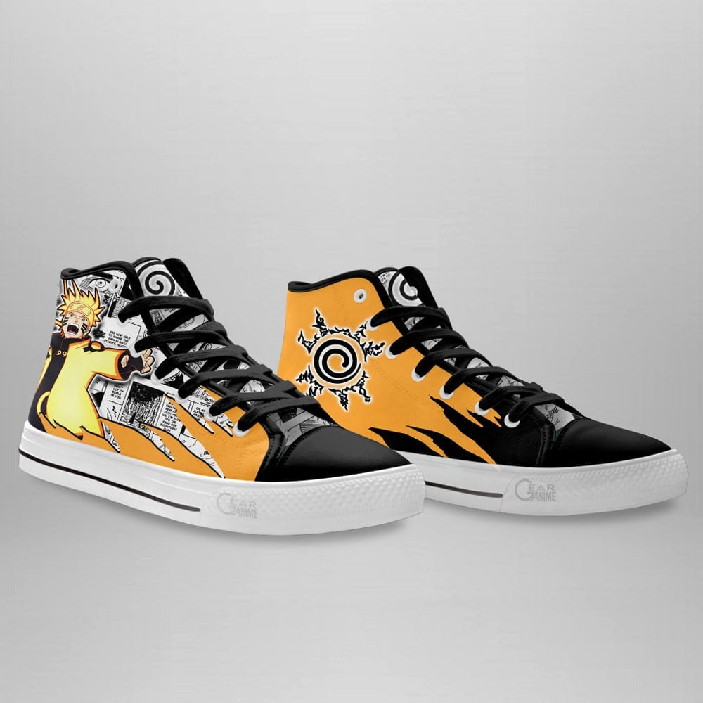 Custom Naruto Anime High Top Shoes – Nrt Uzumaki Bijuu Mode Manga Mix Design