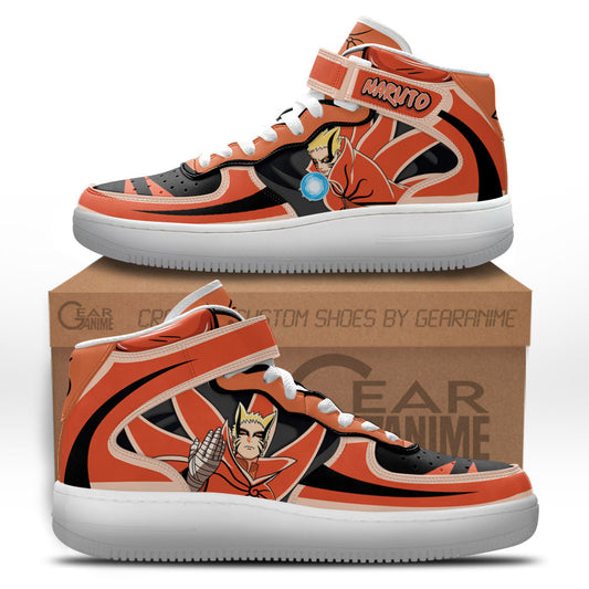 Custom Naruto Anime Shoes – Nrt Uzumaki Baryon Mode Sneakers Air Mid Footwear