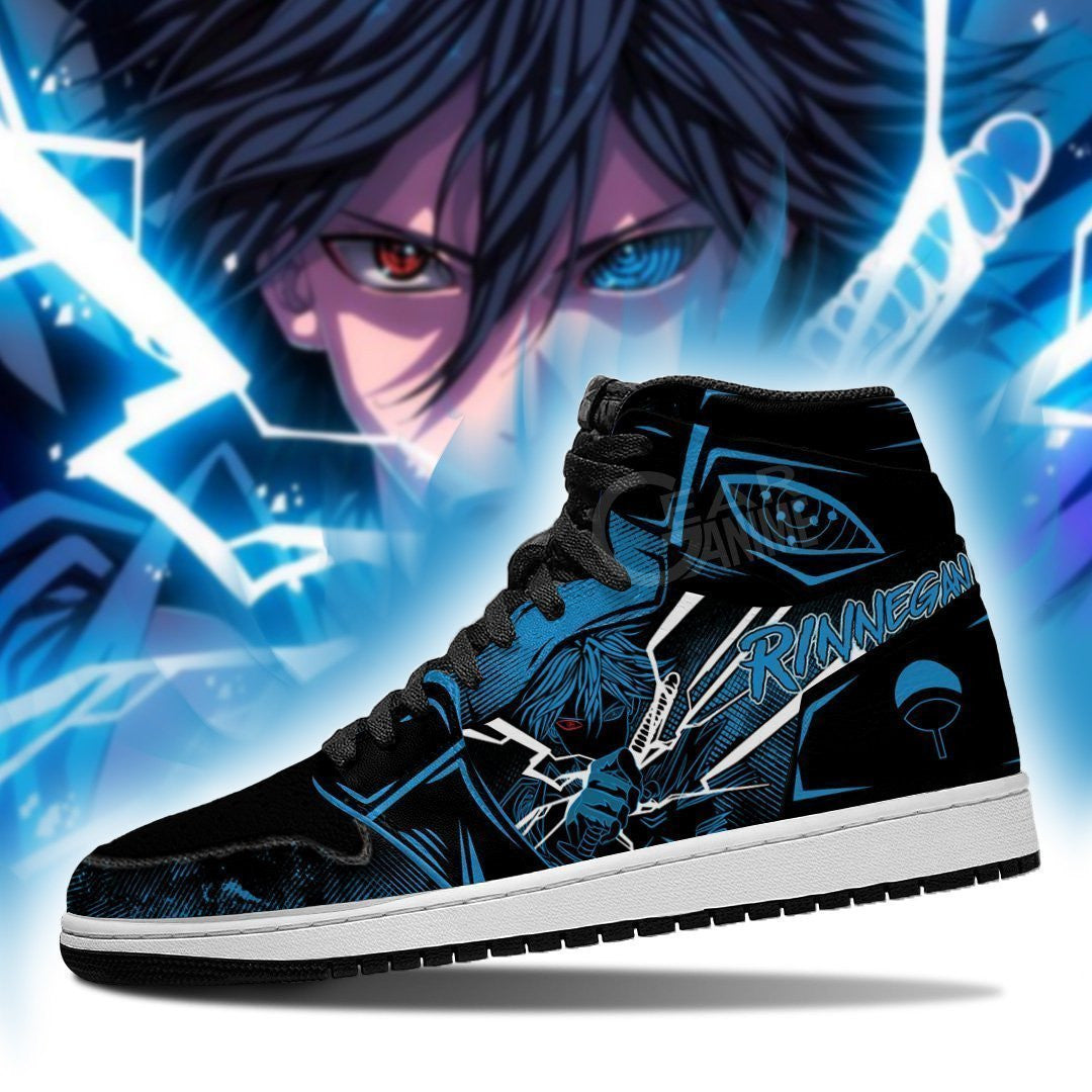 Custom Sasuke Anime Sneakers with Rinegan Eye Design
