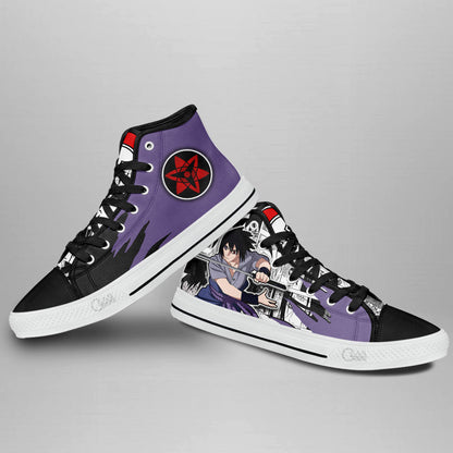 Custom Sasuke Uchiha Anime High Top Sneakers – Naruto Manga Mix Footwear