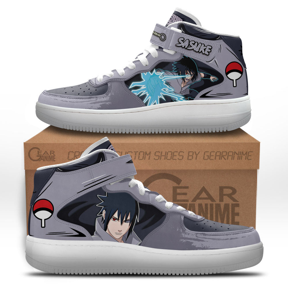 Custom Sasuke Uchiha Anime Sneakers – Naruto Air Mid Shoes