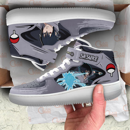 Custom Sasuke Uchiha Anime Sneakers – Naruto Air Mid Shoes