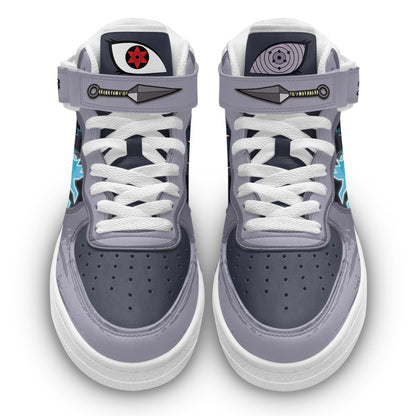 Custom Sasuke Uchiha Anime Sneakers – Naruto Air Mid Shoes