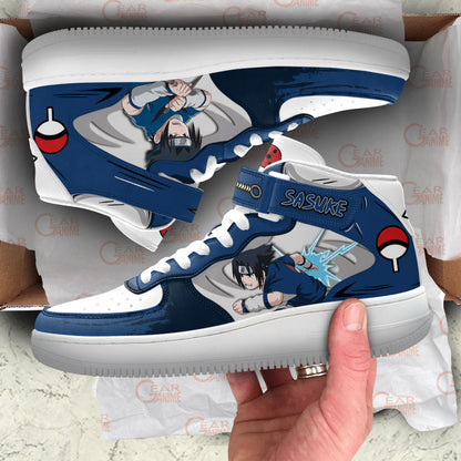 Custom Sasuke Uchiha Anime Sneakers – Naruto Air Mid Shoes for Fans