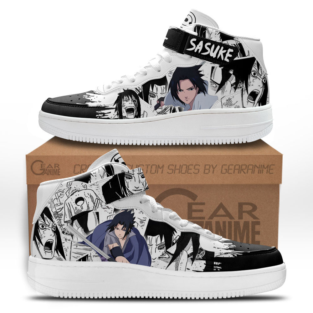 Custom Sasuke Uchiha Anime Sneakers – Naruto Manga Air Mid Shoes Mix