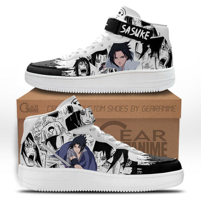 Custom Sasuke Uchiha Anime Sneakers – Naruto Manga Air Mid Shoes Mix