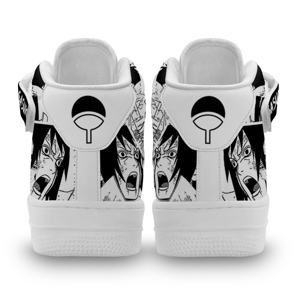 Custom Sasuke Uchiha Anime Sneakers – Naruto Manga Air Mid Shoes Mix