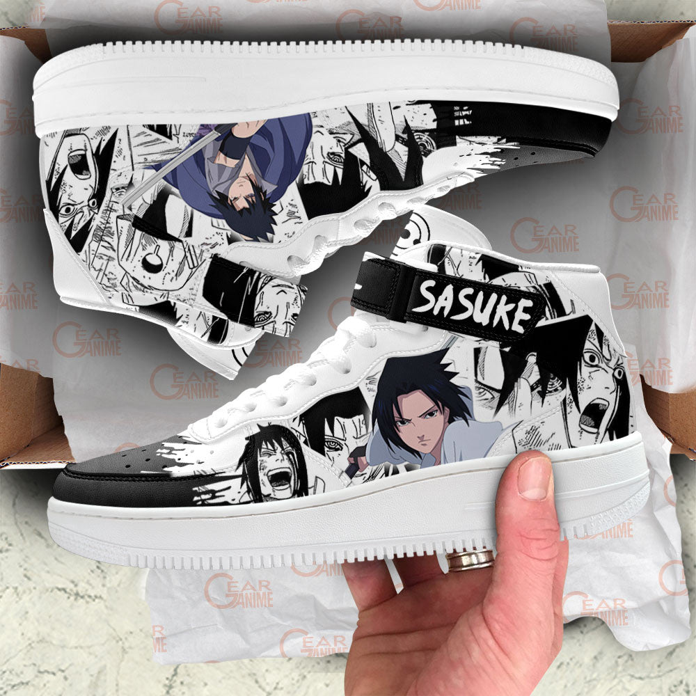 Custom Sasuke Uchiha Anime Sneakers – Naruto Manga Air Mid Shoes Mix