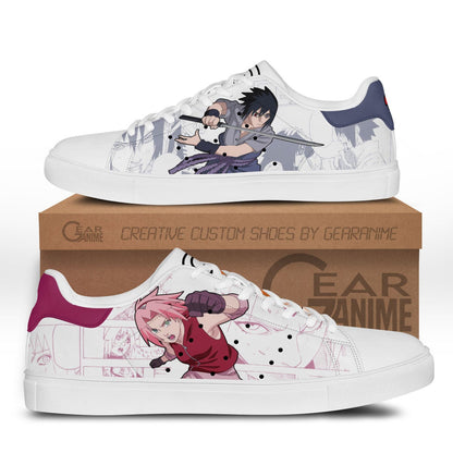 Custom Sasuke Uchiha and Sakura Haruno Anime Skate Sneakers – Naruto NRT Shoes