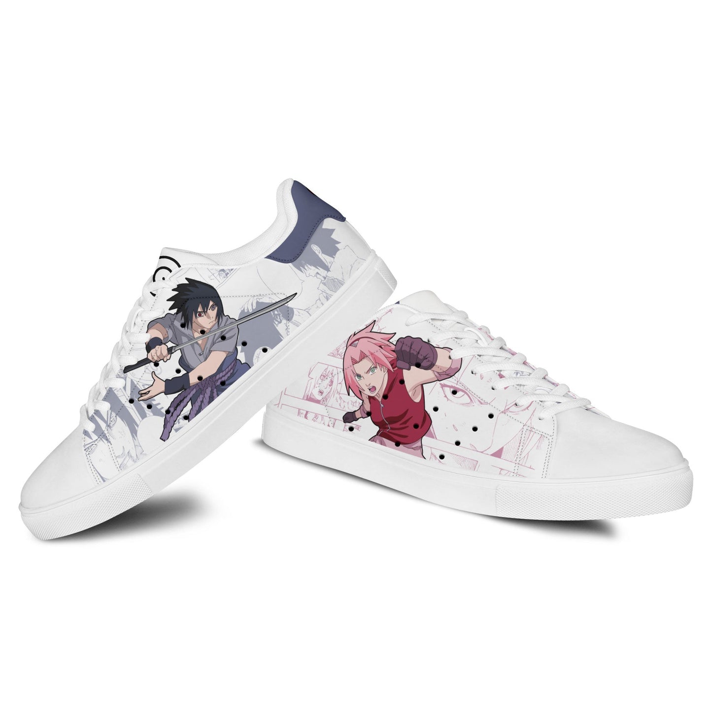 Custom Sasuke Uchiha and Sakura Haruno Anime Skate Sneakers – Naruto NRT Shoes