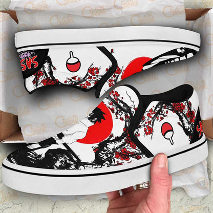 Custom Uchiha Sasuke Anime Slip-On Canvas Shoes – Japan Style Naruto Footwear