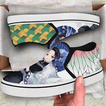 Giyuu and Shinobu Slip-On Shoes Canvas Custom Anime Shoes