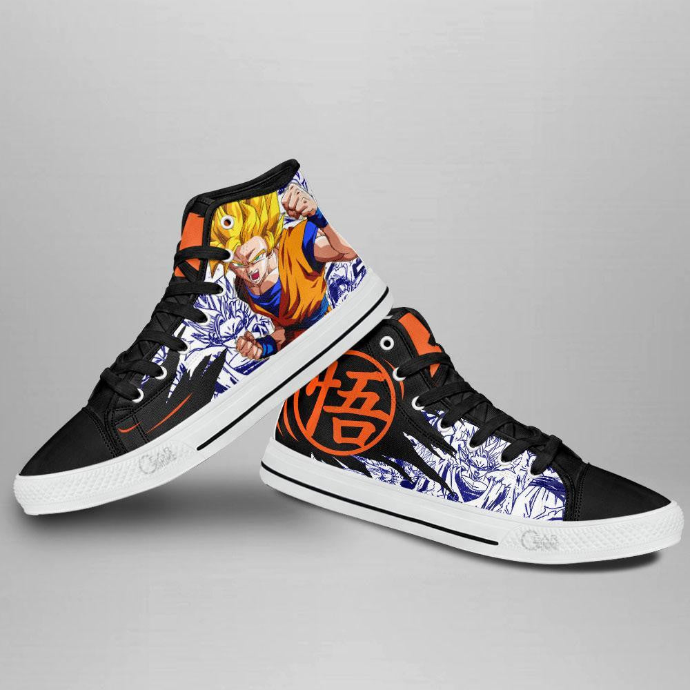 Goku Super Saiyan High Top Shoes Custom Manga Anime Dragon Ball Sneakers
