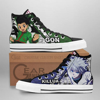 Hunter x Hunter Killua and Gon High Top Shoes Custom Manga Anime Sneakers