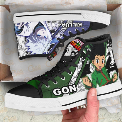 Hunter x Hunter Killua and Gon High Top Shoes Custom Manga Anime Sneakers