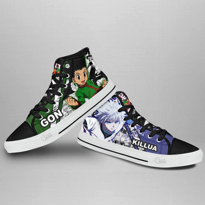 Hunter x Hunter Killua and Gon High Top Shoes Custom Manga Anime Sneakers