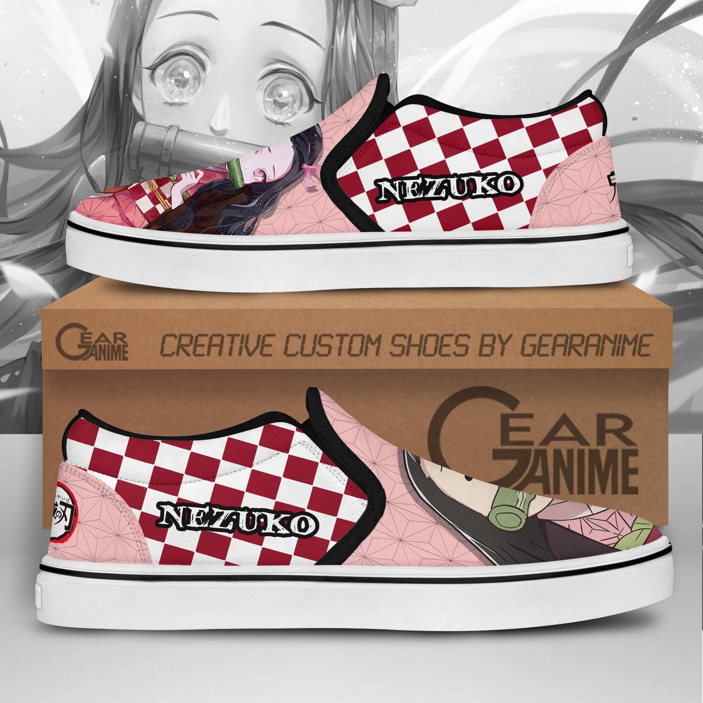 Nezuko Slip-On Shoes Canvas Custom Anime Shoes