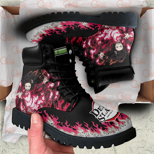 Nezuko's Flame Leather Boots Anime Custom