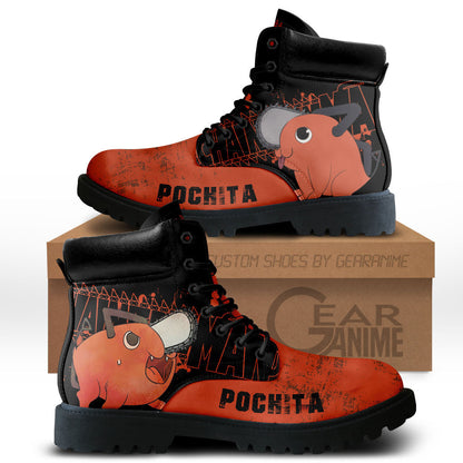 Pochita Boots Anime Leather Casual Pefect Gift Idea