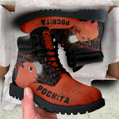 Pochita Boots Anime Leather Casual Pefect Gift Idea