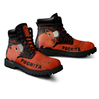 Pochita Boots Anime Leather Casual Pefect Gift Idea