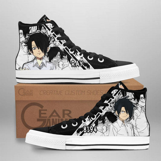 Ray High Top Shoes Custom Manga Anime The Promised Neverland Sneakers