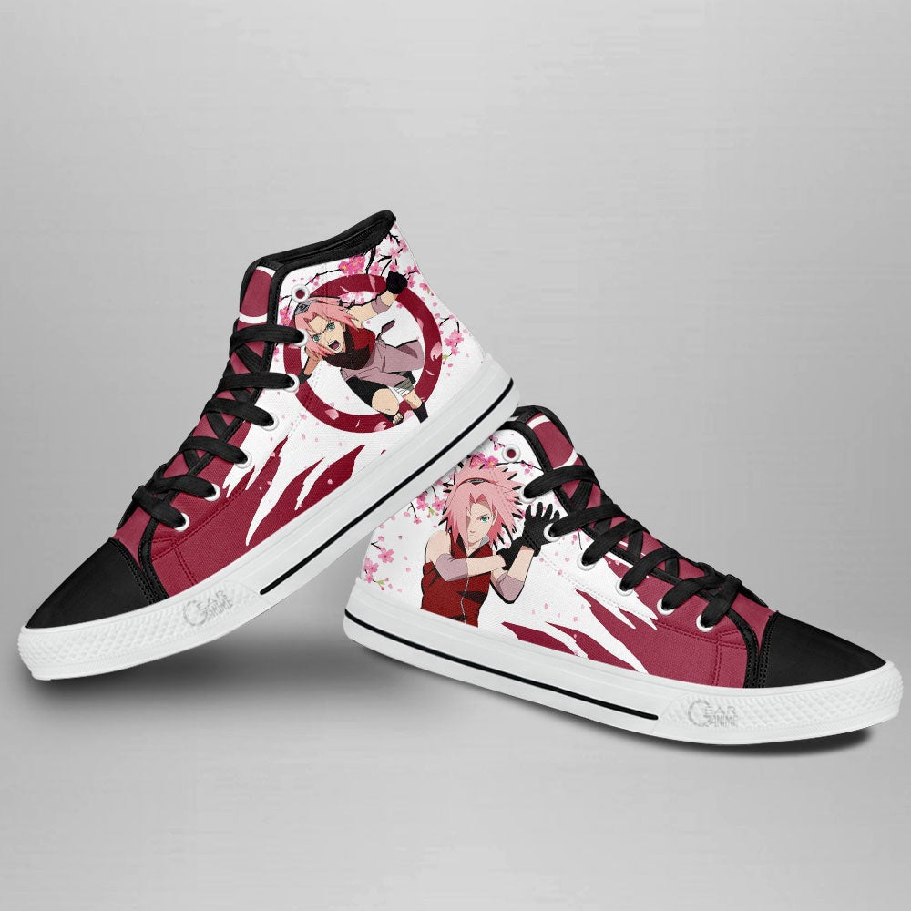 Sakura Haruno Custom Anime High Top Sneakers – Naruto Japan Style Shoes