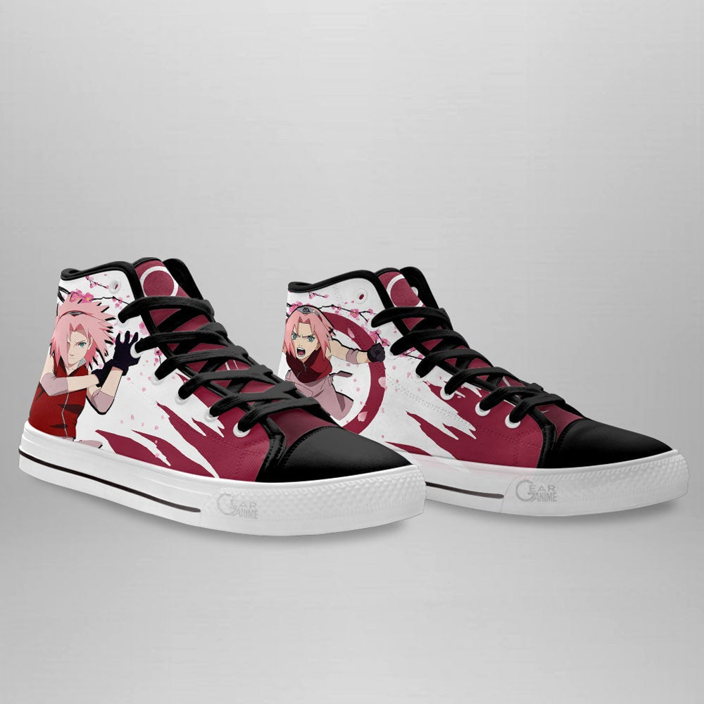 Sakura Haruno Custom Anime High Top Sneakers – Naruto Japan Style Shoes