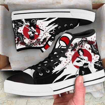 Sasuke Uchiha Custom Anime High Top Sneakers – Naruto Japan Style Shoes